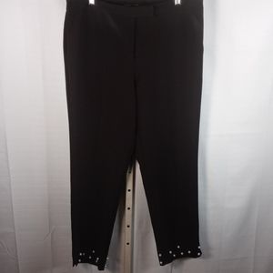10187 Josh & Arielle black crop pearl trim pants 12